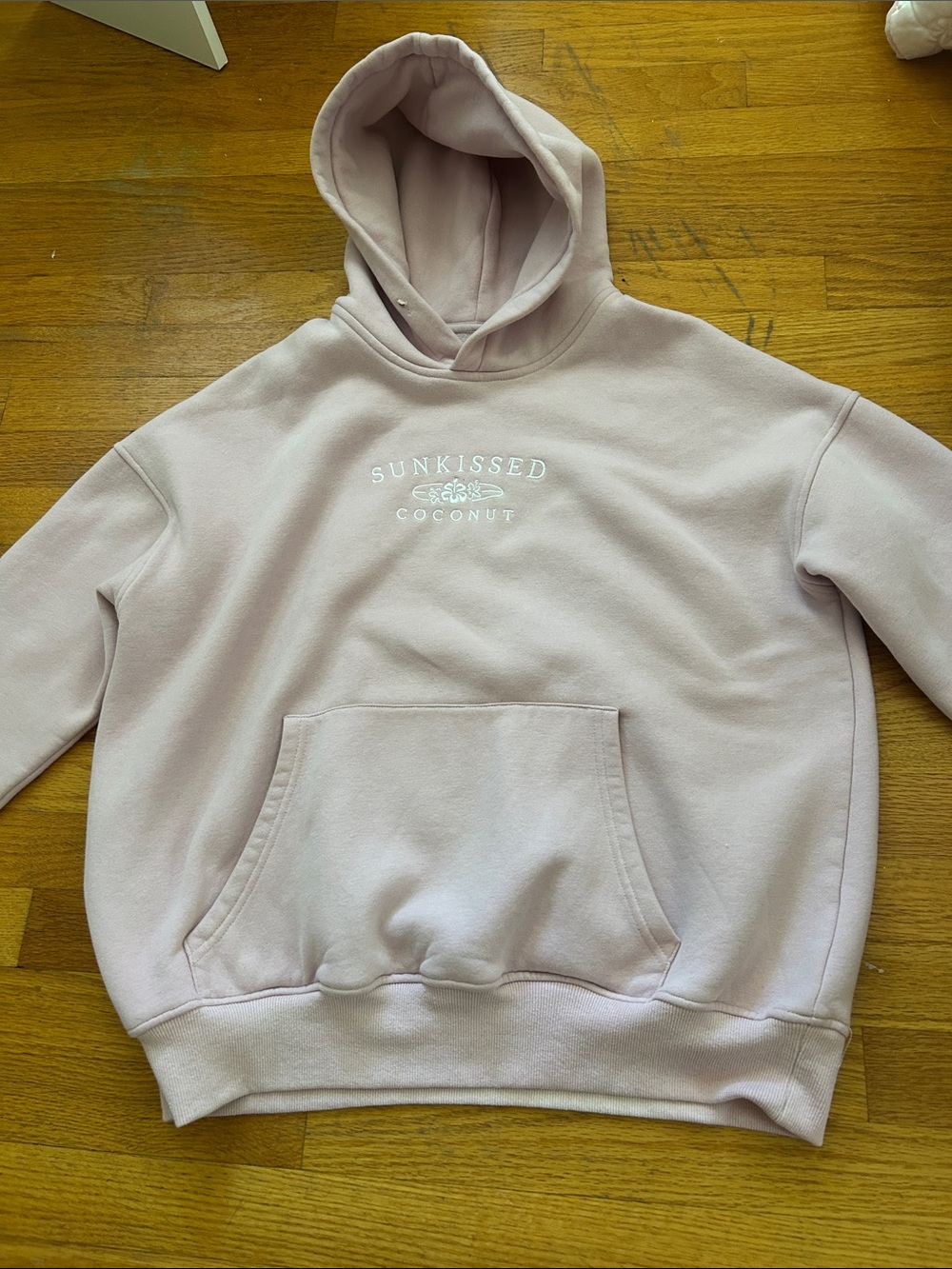 Sunkissed Coconut Women's Light Pink Embroidered Hoodie